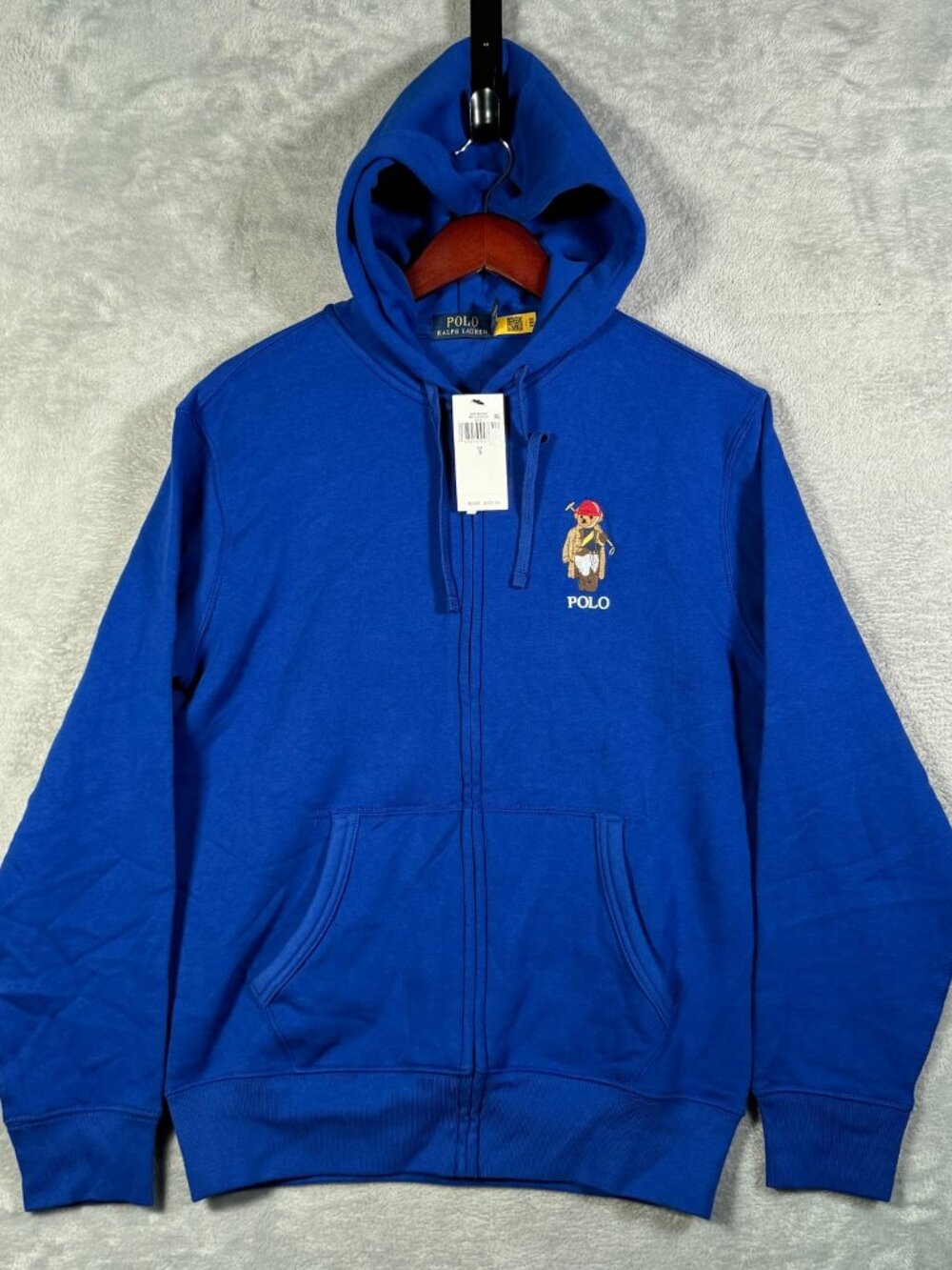 Polo Ralph Lauren Hoodie Mens S Blue Polo Bear Fleece Full Zip Sweatshirt $228